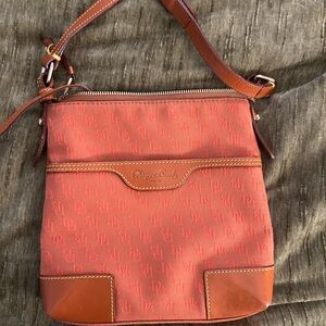 Dooney & Bourke Coral Logo Jacquard Crossbody with Leather Trim